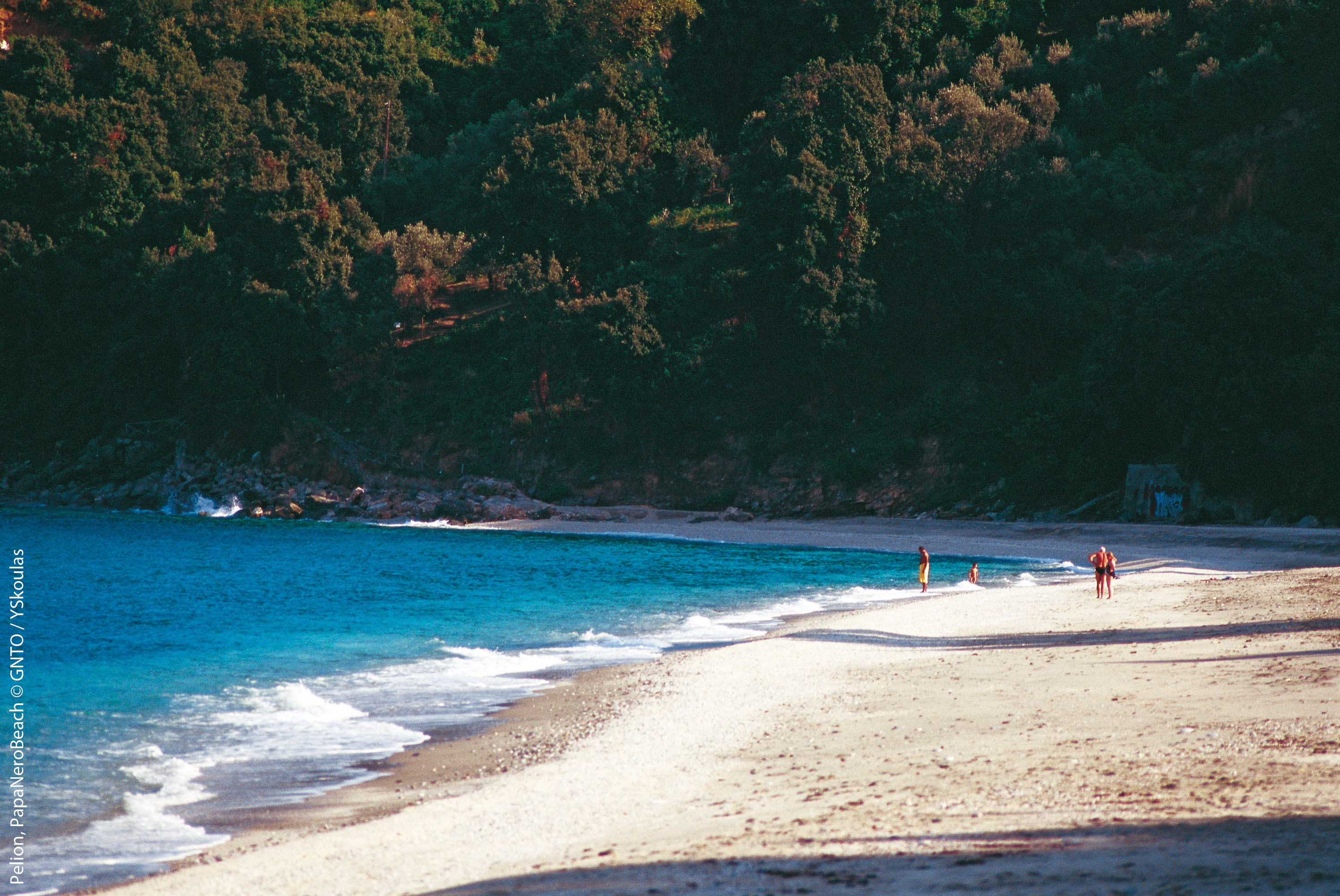 Papa Nero beach on the Aegean coast of Pelion, Greece