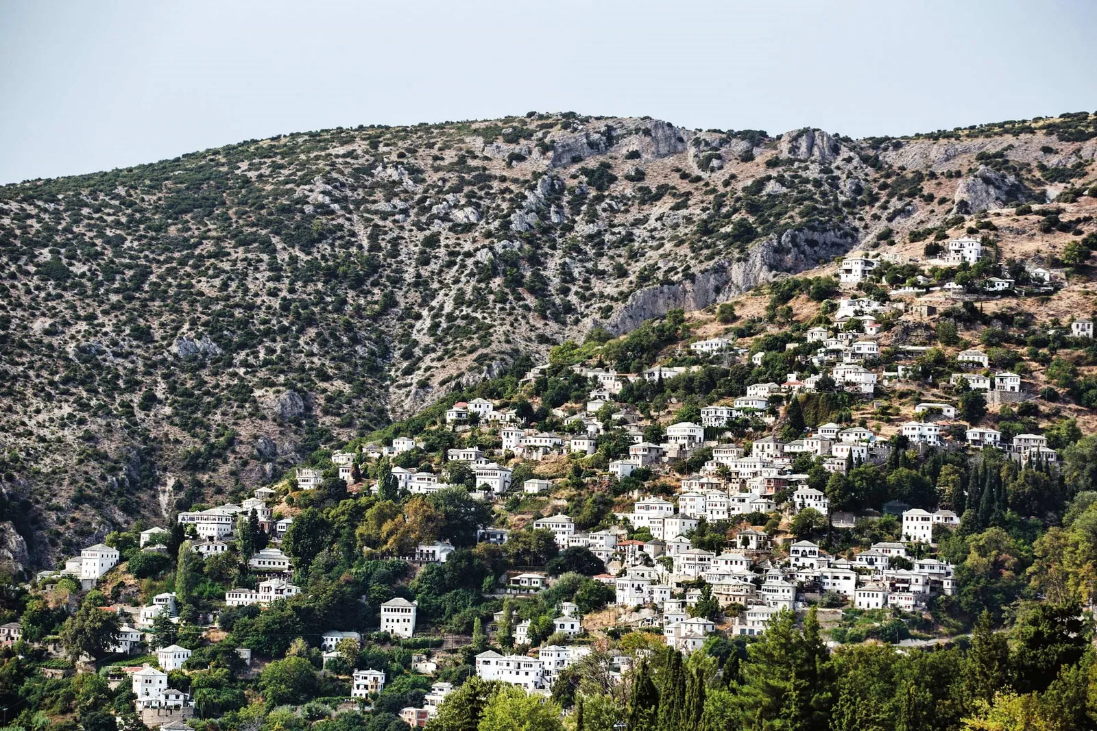 Traditional Pelion stone village with cobbled kalderimi streets